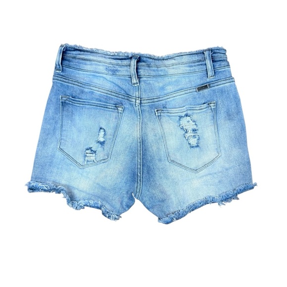Kancan high rise distressed denim shorts frayed hem women’s size 29 - Picture 2 of 10